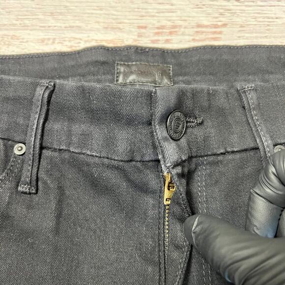 MOTHER Looker Ankle Fray Skinny Jeans SIZE 28 Guilty as Sin Black Distress Denim - Picture 9 of 15